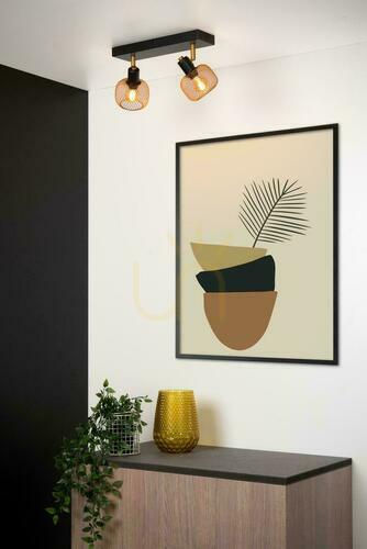 Jelölje be Lucide MAREN mennyezeti spotlámpa 2×E14 matt arany és fekete 31 cm 77978/02/02