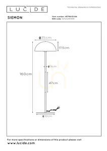 Lucide SIEMON állólámpa 160 cm E27, okkersárga 45796/01/44 small 6