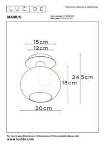 Plafon Lucide Marius arany üveg fém LED E27 20 cm 74114/01/02 small 3