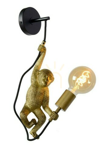 Jelölje be Fali lámpa Lucide Extravaganza Chimp retro fekete-arany E27 48,5 cm 10202/01/30