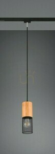 Trio DUOLINE 73430132 sínre szerelhető függőlámpa, matt fekete és fa, 1×E27 small 4