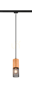 Trio DUOLINE 73430132 sínre szerelhető függőlámpa, matt fekete és fa, 1×E27 small 0