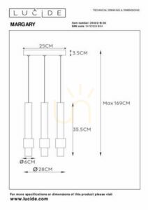 Kaszkád függőlámpa Lucide MARGARY 24402/15/30 3xLED 2700K fekete, Ø 28 cm small 7