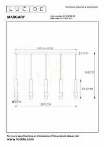 Lucide MARGARY LED függőlámpa barna-bronz 5 fényű 24402/30/96 small 6