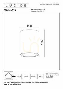 Kültéri mennyezeti lámpa Lucide Volantis fekete IP54 E27 15,5 cm small 2