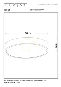 Lucide UNAR LED mennyezeti lámpa 30 cm 18 W, matt arany, opál 79185/30/02 small 5