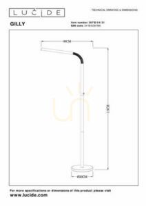 Lucide Gilly LED állólámpa fehér, érintőkapcsolós, 3W, 119-153 cm, SKU 36712/04/31 small 3