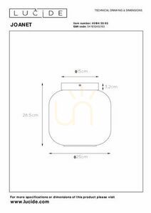 Plafon lámpa Lucide JOANET szürke fém 25 cm E27 LED dimmelhető 45194/25/65 small 2