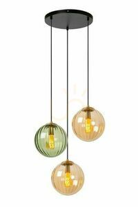Függőlámpa Lucide MONSARAZ zöld üveg fém 3 égős retro 55 cm 45493/03/33 small 0