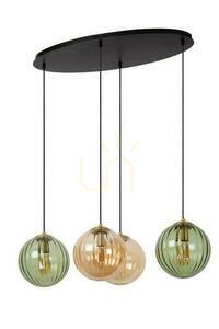 Függőlámpa Lucide Monsaraz zöld üveg-fém retro 4 égős 95 cm 45493/04/33 small 1