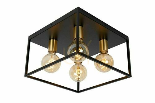 Jelölje be Plafonlámpa Lucide RUBEN fekete fém vintage 4-foglalatos E27 36 cm