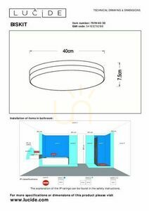 Plafon Lucide BISKIT fekete LED 40 cm IP44 36W small 4