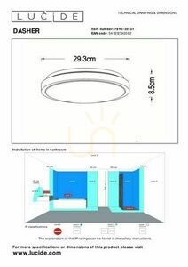 Plafon lámpa Lucide DASHER fehér LED 12W IP44 29,3 cm 79110/30/31 small 4