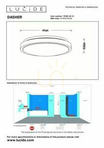 Plafond Lucide DASHER fekete LED fürdőszobai lámpa 41 cm IP44 24W 79110/40/31 small 4