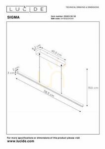 Függőlámpa Lucide SIGMA LED fekete alumínium 30W 23463/30/30/30 small 1