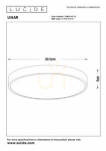 Plafon lámpa Lucide UNAR fehér LED 24W 39,5 cm 2700K dimmelhető 79185/40/31 small 4