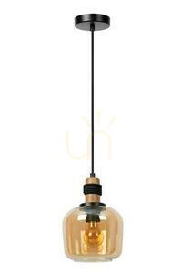 Függőlámpa Lucide ILONA fekete üveg retro E27 18 cm 45408/18/62 small 1