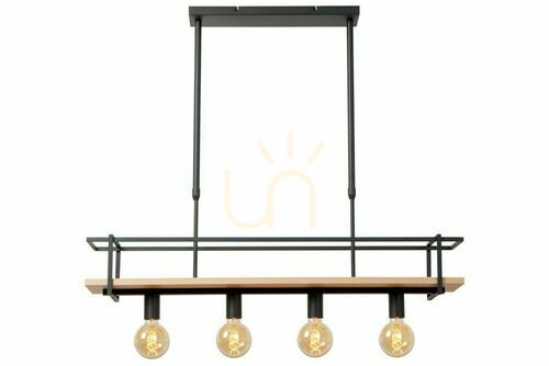 Jelölje be Függőlámpa Lucide Milonga fekete fa Japandi 4 égős E27 100 cm 21432/04/30