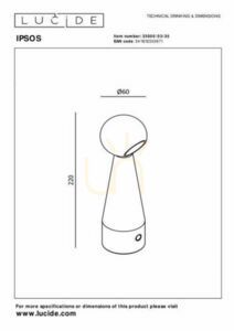 Asztali lámpa Lucide IPSOS kék LED érintős 22 cm alumínium small 6