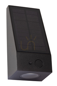 Lucide IRWIN fekete napelemes kültéri fali lámpa LED 2 W 3000 K IP54 érzékelőkkel 15816/02/30 small 2