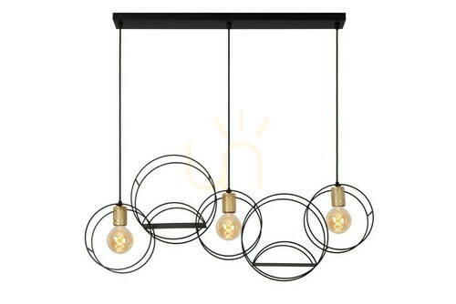 Jelölje be Függőlámpa Lucide CIRCLE fekete-arany 3 izzós vintage metal 104 cm