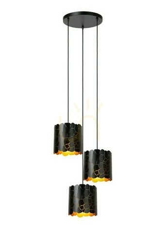 Jelölje be Függőlámpa Lucide ALMELO fekete-arany 3xE27 LED modern fém 42 cm
