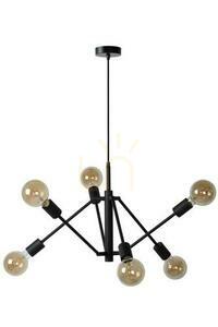 Függőlámpa Lucide Lester 6x E27 fekete fém vintage 50 cm 21424/06/30 small 1