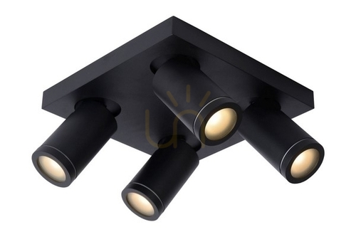 Jelölje be Plafonlámpa Lucide TAYLOR fekete LED IP44 GU10 4 spot 24 cm