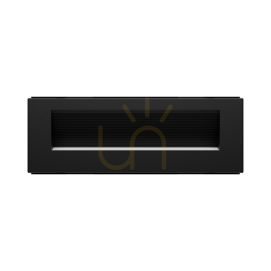 Kilátás Encanta aszimmetrikus 6 W Cct 230 V Ip54 230x84x52 Mm fekete süllyesztett homlokzat. Encanta aszimmetrikus 6 W Cct 230 V Ip54 230x84x52 Mm fekete süllyesztett homlokzat.