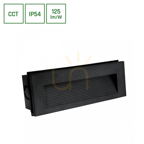 Jelölje be Encanta aszimmetrikus 6 W Cct 230 V Ip54 230x84x52 Mm fekete süllyesztett homlokzat.