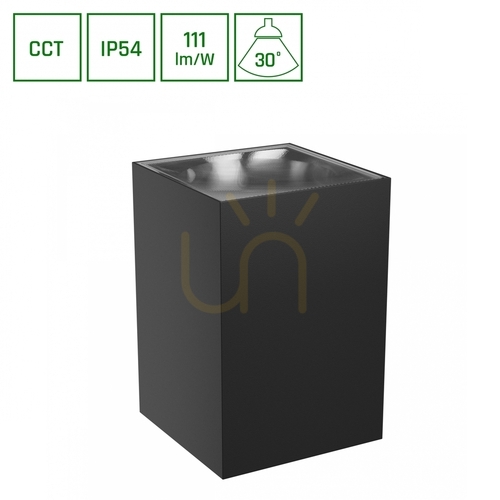 Jelölje be Torre 9 W Cct 230 V Ip54 99x78x117 Mm Fekete négyzet alakú homlokzati egyirányú.