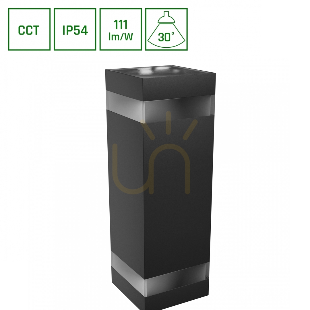 Kilátás Torre Ring 18 W Cct 230 V Ip54 99x78x240 Mm Fekete négyzet alakú homlokzati kétirányú. Torre Ring 18 W Cct 230 V Ip54 99x78x240 Mm Fekete négyzet alakú homlokzati kétirányú.