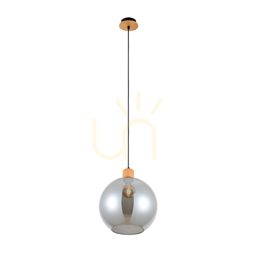 Jelölje be Függőlámpa Italux Wood Potan E27 fa üveg füstölt 30 cm PND-67497-WO-SG