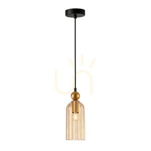 Italux Narisa E27 függőlámpa, aranyszínű, borostyánszínű üveggel, PND-74839-1-GD-AMB small 0