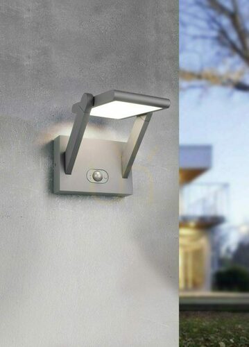 Jelölje be Trio MALAWI 253769142 hibrid napelemes LED falilámpa érzékelővel, 5 W, antracit