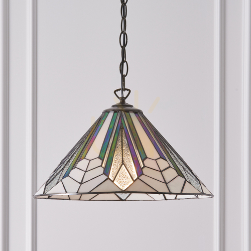 Jelölje be Függőlámpa Interiors Astoria Tiffany többszínű üveg-acél 40 cm 63937