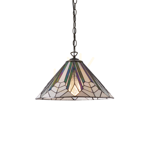 Jelölje be Függőlámpa Interiors Astoria Tiffany többszínű üveg-acél 40 cm 63937