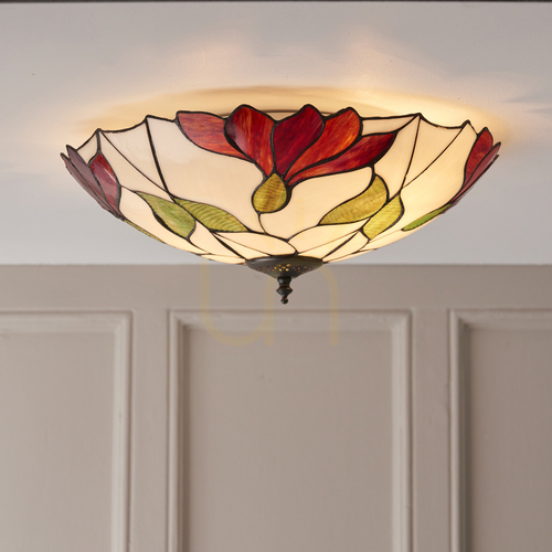 Jelölje be Plafon lámpa Interiors Botanica Tiffany többszínű üveg-acél 45 cm 63960