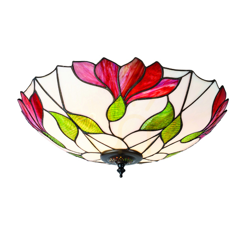 Jelölje be Plafon lámpa Interiors Botanica Tiffany többszínű üveg-acél 45 cm 63960