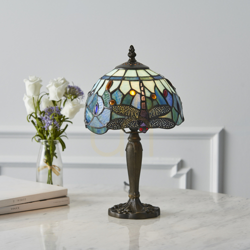 Jelölje be Tiffany asztali lámpa kék szitakötő Interiors 64088