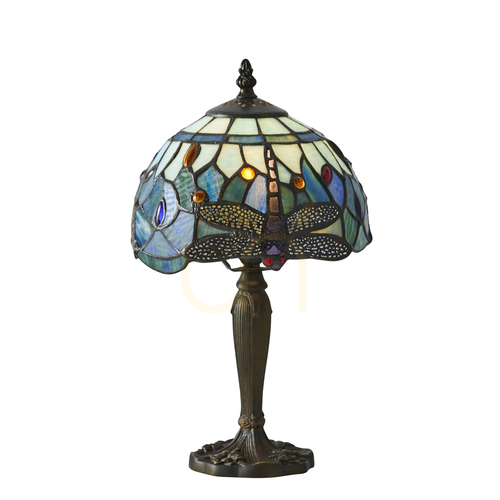 Jelölje be Tiffany asztali lámpa kék szitakötő Interiors 64088