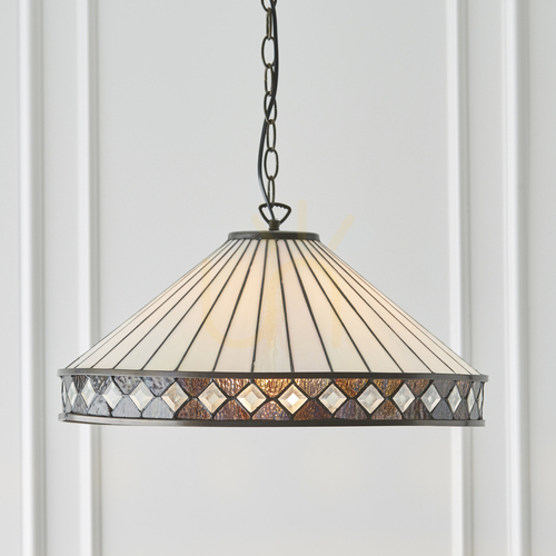 Jelölje be Függőlámpa Interiors Fargo Tiffany többszínű üveg-acél 50 cm 64147