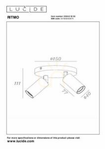 Plafon lámpa Lucide RITMO fekete alumínium 2x MR11 35W 15 cm 09942/12/30 small 4