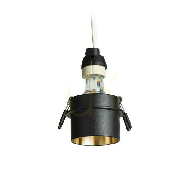 Előnézet Orta süllyesztett mennyezeti lencse fekete/arany 230 V Led Gu10 9 W. Orta süllyesztett mennyezeti lencse fekete/arany 230 V Led Gu10 9 W.