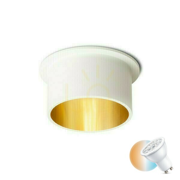 Jelölje be Orta süllyesztett mennyezeti lencse fehér/arany 230 V Led Gu10 9 W. Orta süllyesztett mennyezeti lencse fehér/arany 230 V Led Gu10 9 W.