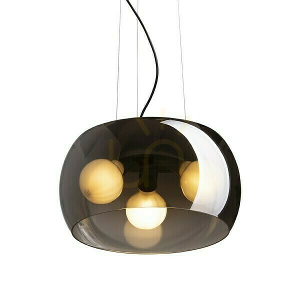 Kilátás Amanda függőlámpa fekete matt színezett üveg 230 V Led E27 3x15 W. Amanda függőlámpa fekete matt színezett üveg 230 V Led E27 3x15 W.