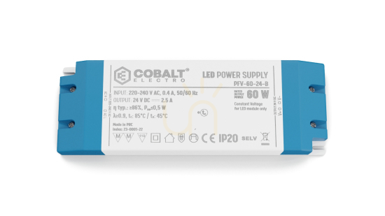 Jelölje be CobaltElectro PFV 24V 60W IP20 B LED tápegység. CobaltElectro PFV 24V 60W IP20 B LED tápegység.