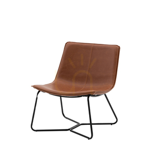 Gallery Direct Hawking barna műbőr lounge szék fekete fémvázzal small 4