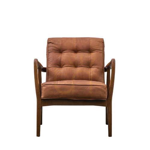 Jelölje be Gallery Direct Humber Vintage Brown bőrfotel tölgyfa vázzal