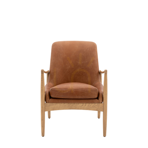 Jelölje be Gallery Direct Carrera barna bőr fotel tölgyfa vázzal 68,5 × 72 × 82 cm